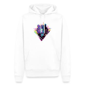 Neon Tiger, cat dangerous - Männer Premium Bio Hoodie - Weiß - Vorne - Nico (187cm)