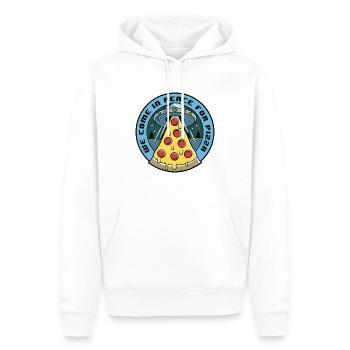 Pizza Spaceship Le vaisseau spatial Ufo Alien entre en paix - Sweat à capuche Premium bio Homme - blanc - Devant - Nico (187cm)