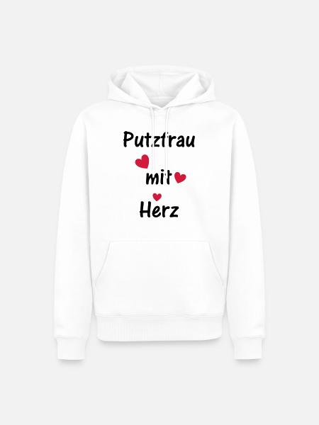 Putzfrau mit Herz - Männer Premium Bio Hoodie - Weiß