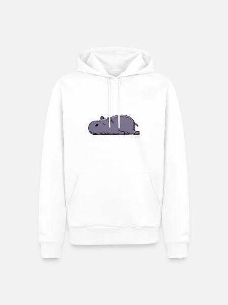 sleep hippopotamus Tired Lazy Hippopotamus nope - Men’s Premium Organic Hoodie - white