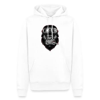 Biker Gorille moto dos argent singe cadeau - Sweat à capuche Premium bio Homme - blanc - Devant - Nico (187cm)