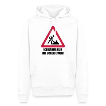baustelle spruch - Männer Premium Bio Hoodie - Weiß - Vorne - Nico (187cm)