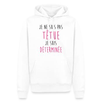 Je ne suis pas têtue... Humour Déterminée Drôle - Sweat à capuche Premium bio Homme - blanc - Devant - Nico (187cm)