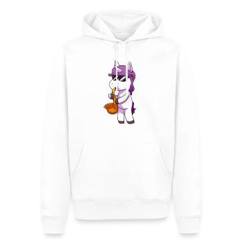 Unicorn Licorne Saxophone jazz Saxophone - Sweat à capuche Premium bio Homme - blanc - Devant - Nico (187cm)