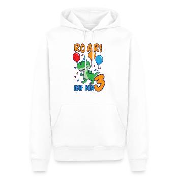 Roar, j'ai 3 ans de cadeau d'anniversaire Dino - Sweat à capuche Premium bio Homme - blanc - Devant - Nico (187cm)