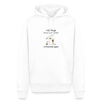 Ich mache Yoga, weil es verpönt ist, Menschen zu schlagen - Männer Premium Bio Hoodie - Weiß - Vorne - Nico (187cm)