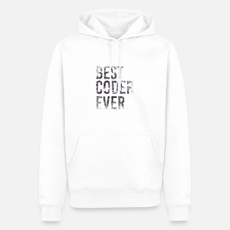 Best Coder Ever Coding - Männer Premium Bio Hoodie - Weiß