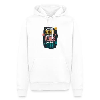 Attitudes positives vibrations positives - Sweat à capuche Premium bio Homme - blanc - Devant - Nico (187cm)