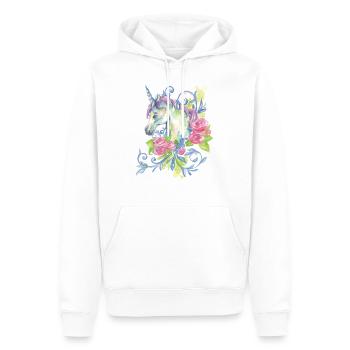 EINHORN AQUARELL - Männer Premium Bio Hoodie - Weiß - Vorne - Nico (187cm)