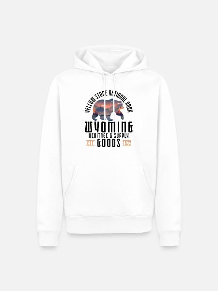 Nationaal park Yellow Stone - Mannen Premium Bio hoodie - wit