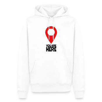 Tu es là - Sweat à capuche Premium bio Homme - blanc - Devant - Nico (187cm)