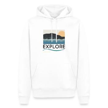 Entdecke Patagonien und seine Berge - Männer Premium Bio Hoodie - Weiß - Vorne - Nico (187cm)