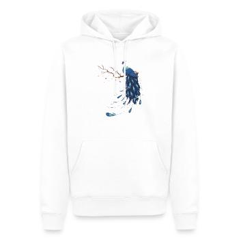 Oiseau paon inde - Sweat à capuche Premium bio Homme - blanc - Devant - Nico (187cm)