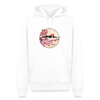 Japanese cherry blossom tree - Men’s Premium Organic Hoodie - white - Front - Nico (187cm)