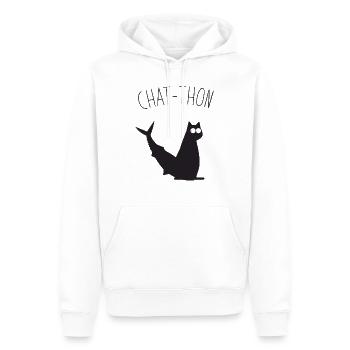 Chat-Thon - Sweat à capuche Premium bio Homme - blanc - Devant - Nico (187cm)