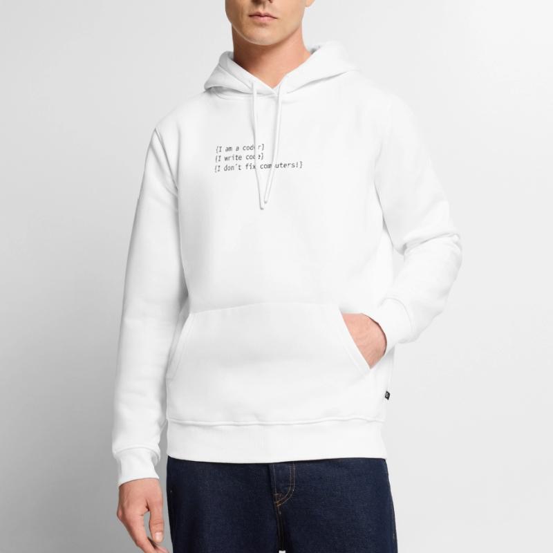 I am a coder! Computer nerds computer scientist saying Men’s Premium Organic Hoodie