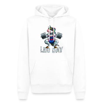 Leg Day Kniebeuge Einhorn Gewichtheber Langhantel Gym Tr - Männer Premium Bio Hoodie - Weiß - Vorne - Nico (187cm)