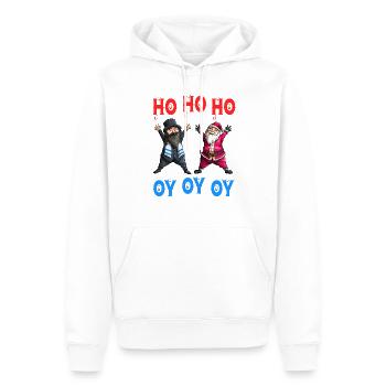 Ho Ho Ho Oy Oy Oy Funny Christmas Santa Hanukkah J - Men’s Premium Organic Hoodie - white - Front - Nico (187cm)