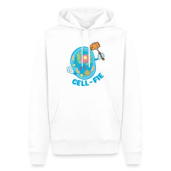 Cell-Fie drôle chimie biologie science jeu de mots - Sweat à capuche Premium bio Homme - blanc - Devant - Nico (187cm)