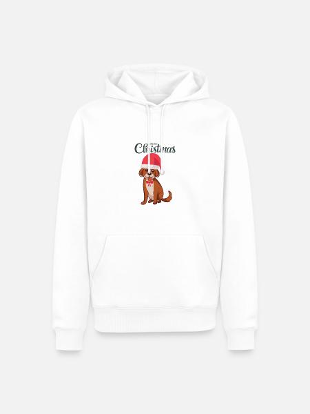 Weihnachtlicher Hund - Männer Premium Bio Hoodie - Weiß