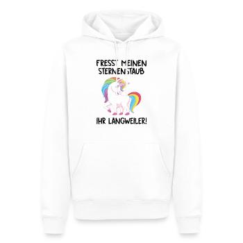 Fresst meinen Sternenstaub - Lustiges Einhorn-Desi - Männer Premium Bio Hoodie - Weiß - Vorne - Nico (187cm)