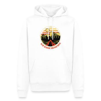 Ich Hasse Menschen - Camping Wald, Zelt & Mond - Männer Premium Bio Hoodie - Weiß - Vorne - Nico (187cm)