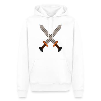 Un logo de 2 épées croisées dans un style gamer. - Sweat à capuche Premium bio Homme - blanc - Devant - Nico (187cm)