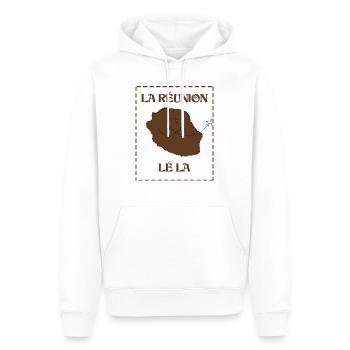 la réunion lé la - Sweat à capuche Premium bio Homme - blanc - Devant - Nico (187cm)