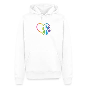 Coeur Paw Print Chien Chat Amant Saint Valentin - Sweat à capuche Premium bio Homme - blanc - Devant - Nico (187cm)