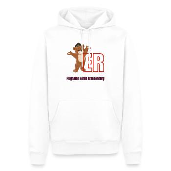Berliner Bär - Flughafen Berlin Brandenburg - Männer Premium Bio Hoodie - Weiß - Vorne - Nico (187cm)