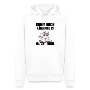 Einhorn es klatscht Glitzer Stinkefinger - Männer Premium Bio Hoodie - Weiß - Vorne - Nico (187cm)