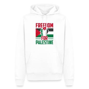 Freedoom for Palestine by the Manzanita’s - Sweat à capuche Premium bio Homme - blanc - Devant - Nico (187cm)