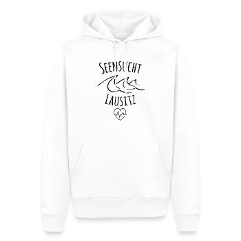 Seensucht Lausitz - Männer Premium Bio Hoodie - Weiß - Vorne - Nico (187cm)