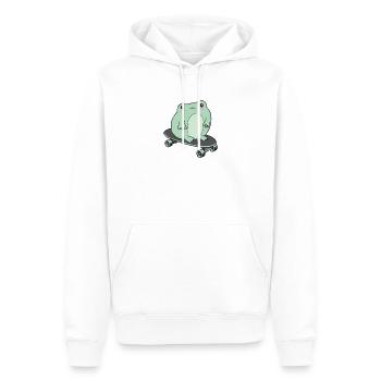 Cottagecore Aesthetic Kawaii Skateboarding Frog - Men’s Premium Organic Hoodie - white - Front - Nico (187cm)