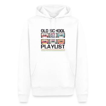 Old School Playlist Cassette Cassette Musique Rétro années 80 - Sweat à capuche Premium bio Homme - blanc - Devant - Nico (187cm)