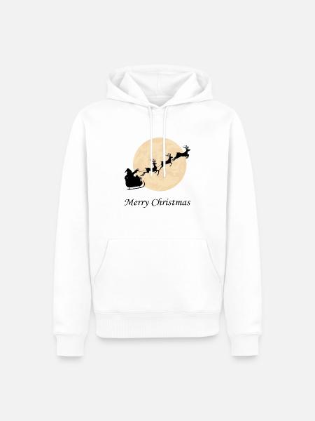 Reindeer sleigh, Christmas, Reindeer - Men’s Premium Organic Hoodie - white