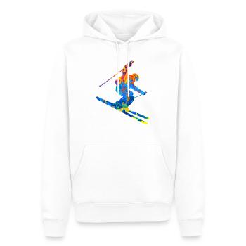 Ski Ski Ski Sports d’hiver Idée cadeau - Sweat à capuche Premium bio Homme - blanc - Devant - Nico (187cm)