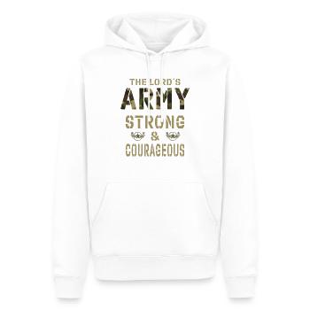 The Lord´s Army strong & courageous - Männer Premium Bio Hoodie - Weiß - Vorne - Nico (187cm)