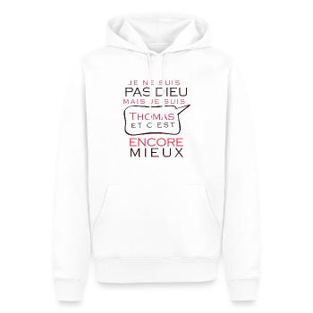 Cadeau anniversaire pour Thomas - Sweat à capuche Premium bio Homme - blanc - Devant - Nico (187cm)