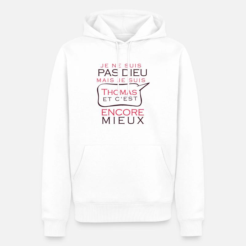 Cadeau anniversaire pour Thomas - Sweat à capuche Premium bio Homme - blanc