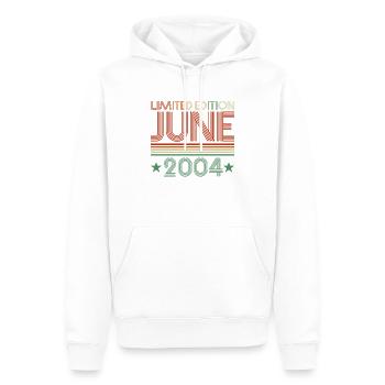 18ème anniversaire Juin millésime 2004 idée cadeau - Sweat à capuche Premium bio Homme - blanc - Devant - Nico (187cm)