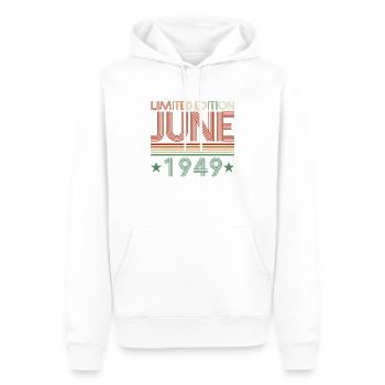73. Geburtstag Juni Jahrgang 1949 Geschenkidee - Männer Premium Bio Hoodie - Weiß - Vorne - Nico (187cm)