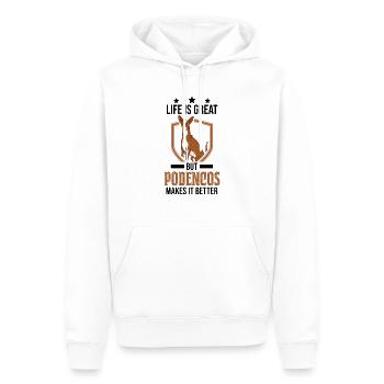 Life is great But Podencos makes it better - Men’s Premium Organic Hoodie - white - Front - Nico (187cm)