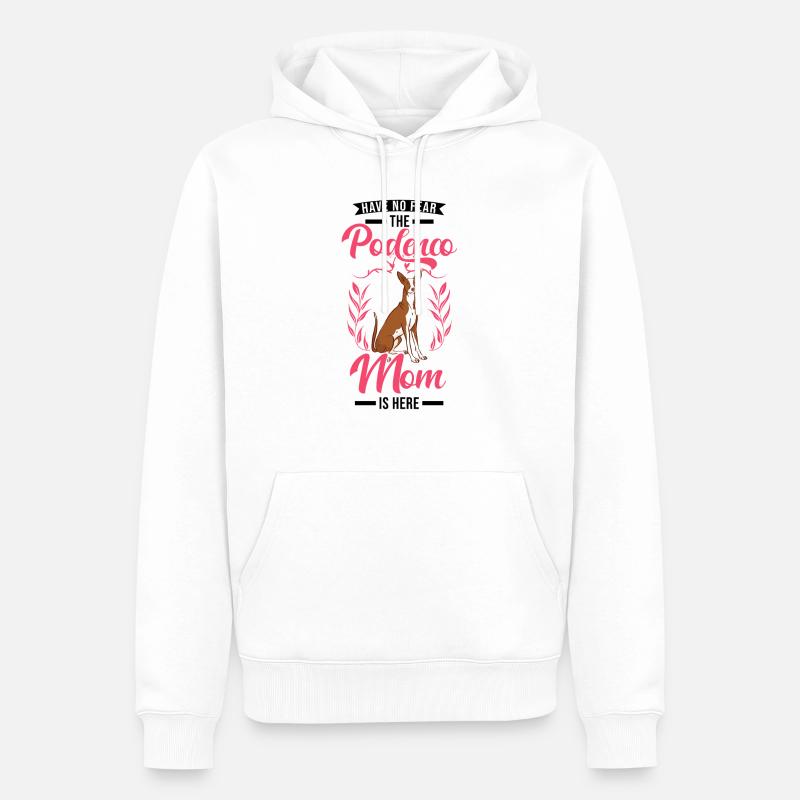 Podenco Maman Lévrier Espagnol - Sweat à capuche Premium bio Homme - blanc