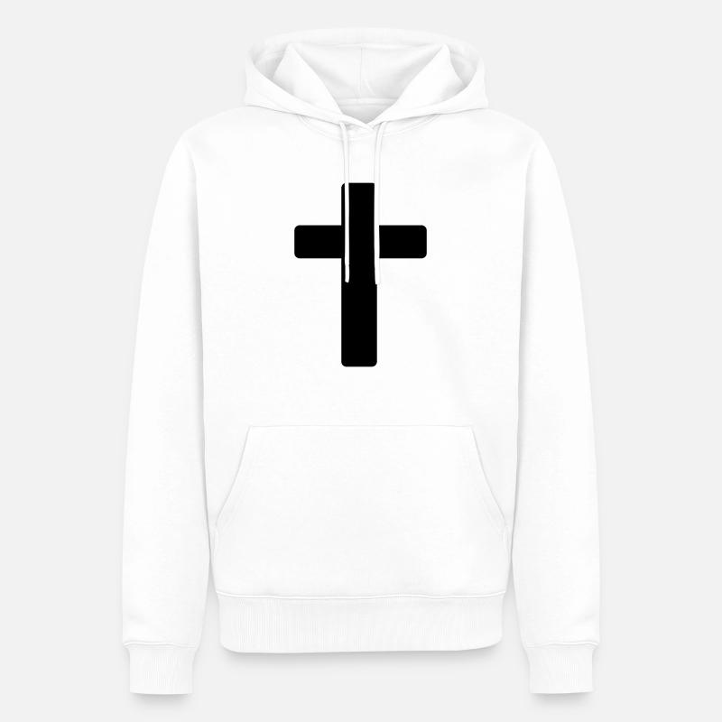 Crucifix Croix Jésus-Christ - Sweat à capuche Premium bio Homme - blanc