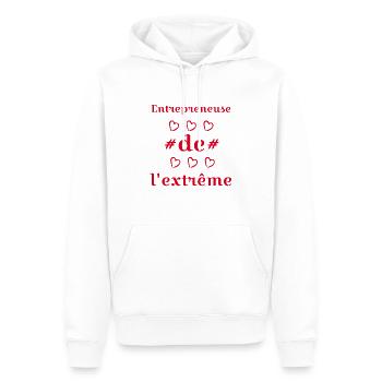 Cadeau femme Entrepreneuse de l'extrême - Sweat à capuche Premium bio Homme - blanc - Devant - Nico (187cm)