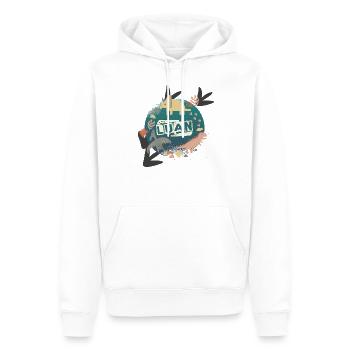 LUAN - Beautiful boy name with cute dinosaurs - Men’s Premium Organic Hoodie - white - Front - Nico (187cm)