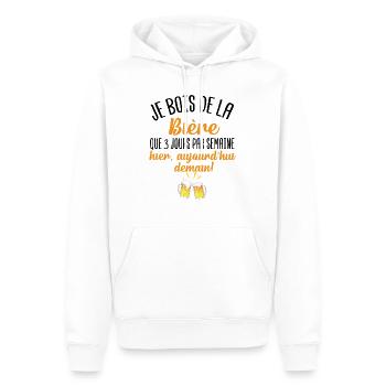 Je bois de la bière que 3 jours par semaine - Sweat à capuche Premium bio Homme - blanc - Devant - Nico (187cm)