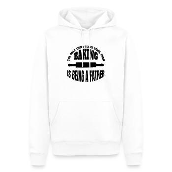 Boulanger Papa Boulangerie Père Confiseur Papa Boulangerie - Sweat à capuche Premium bio Homme - blanc - Devant - Nico (187cm)