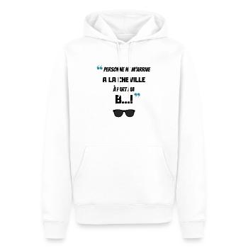 Personne ne m arrive à la cheville à part ma b - Sweat à capuche Premium bio Homme - blanc - Devant - Nico (187cm)